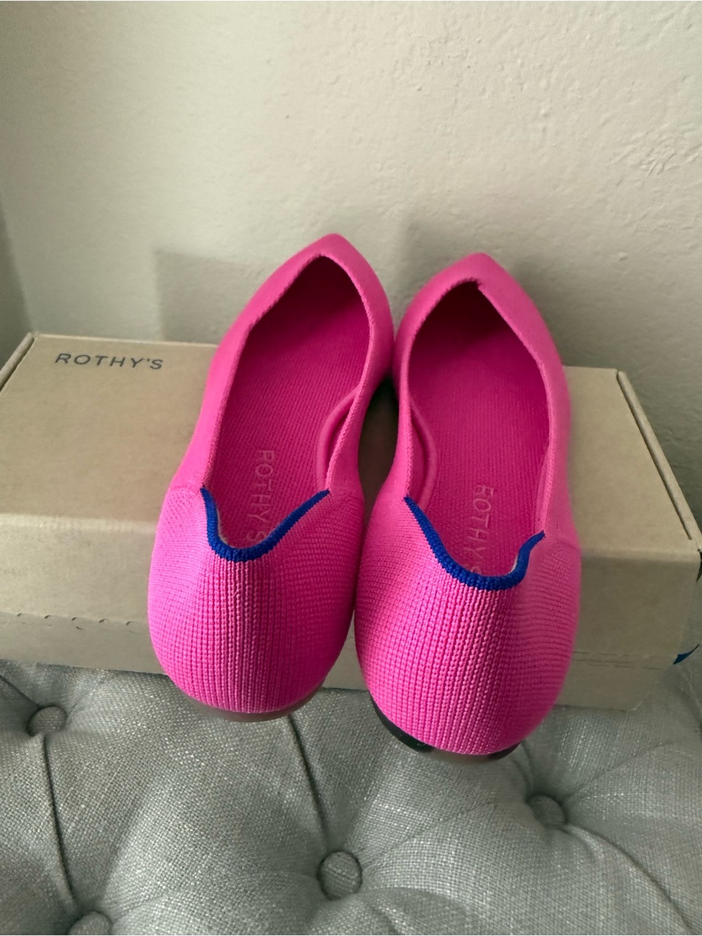 Rothy's Pointed Ballet Flat in Bright Fuchsia - Picture 5 of 8